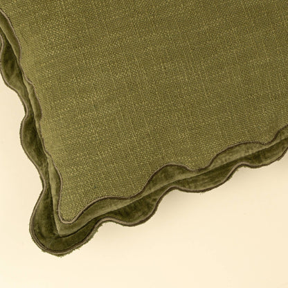 21x12 Velvet Scallop Pillow, Moss