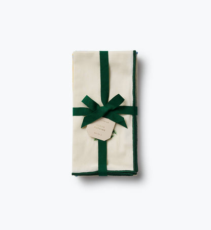 Garden Study Embroidered Cotton Napkins, Assorted Set of 4