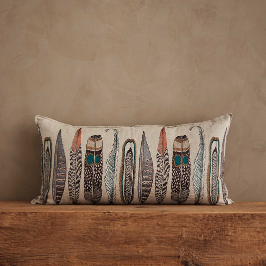 Large Feathers Lumbar Pillow with Down Insert