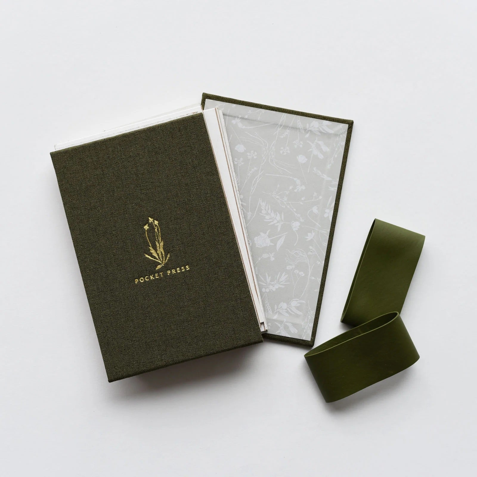 pocket flower press in green case