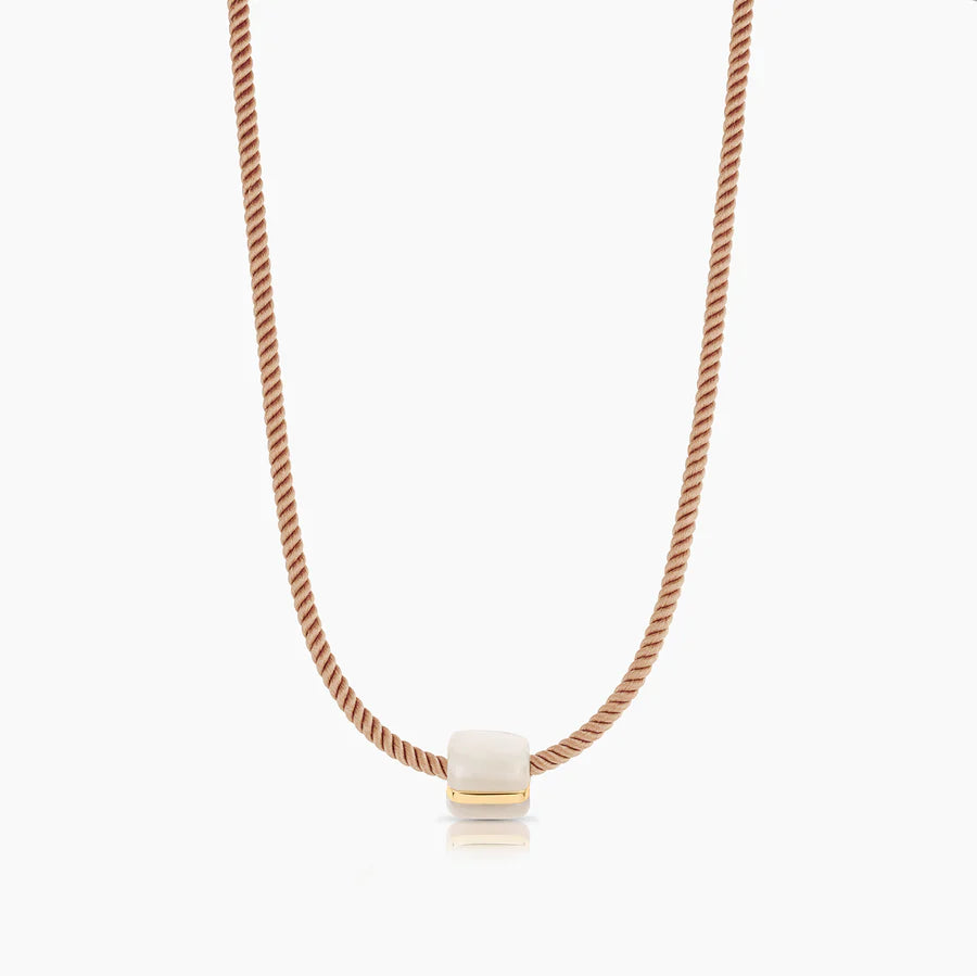 Thatch Celine Mother of Pearl Bead and Coco Sand Silk Cord Necklace