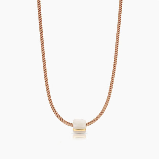 Thatch Celine Mother of Pearl Bead and Coco Sand Silk Cord Necklace