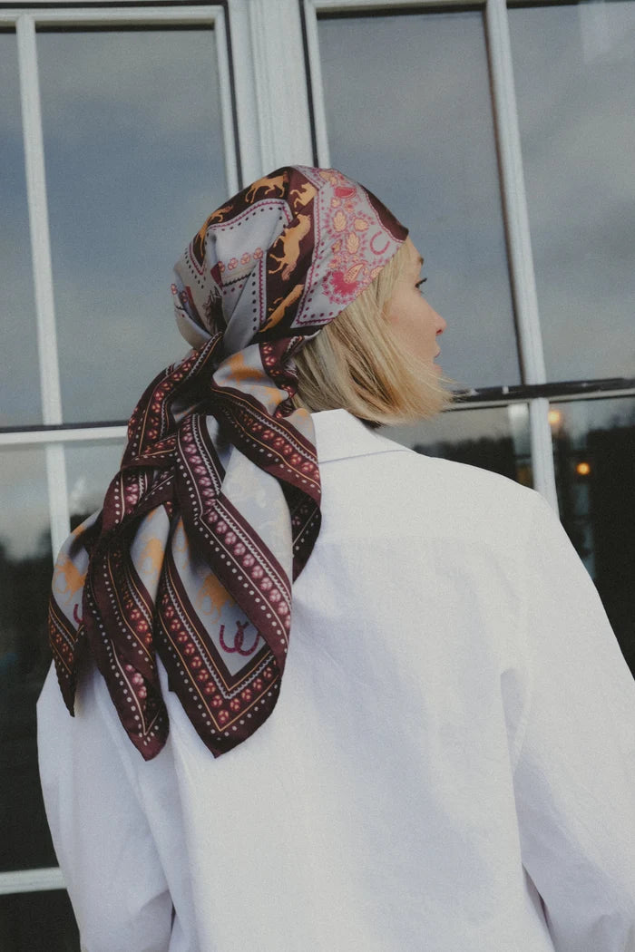 Maison Lecomte Flament Equestrian Cabernet Silk Scarf