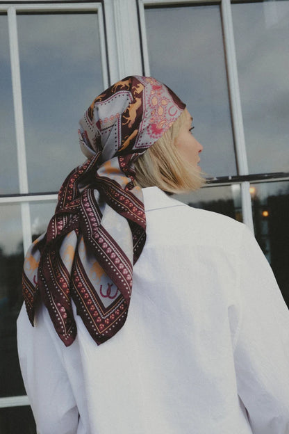 Maison Lecomte Flament Equestrian Cabernet Silk Scarf