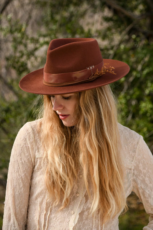 Wyeth  Clarke Wool Felt Rancher in Cinnamon