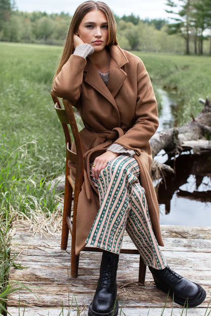 Saddle Brown Wool-Cashmere Wrap Coat