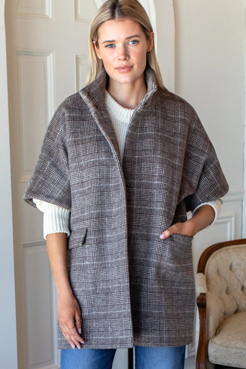 Chestnut Steward Plaid Cashmere-Wool Jacket