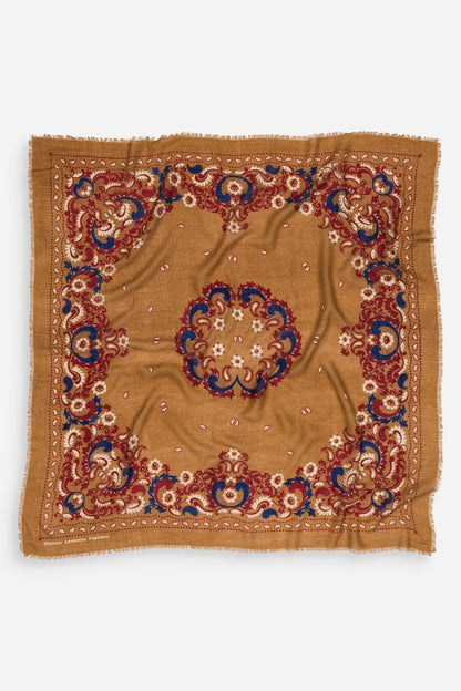 Maison Lecomte Flament Bandana Flowers Camel Scarf