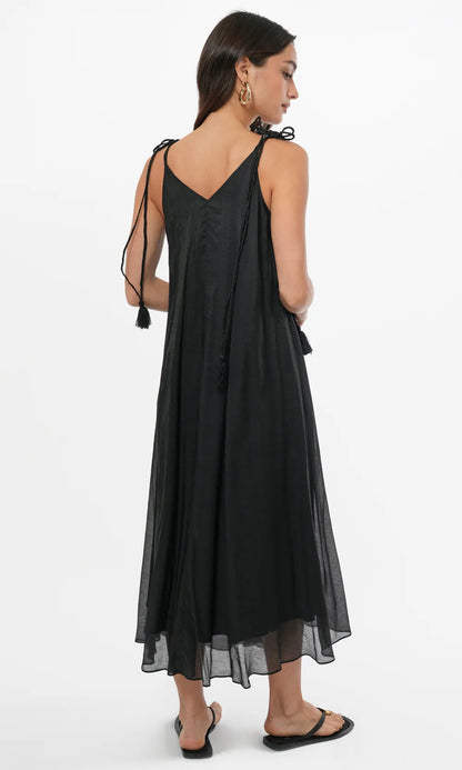 Braided Strap V-Neck Midi Dress