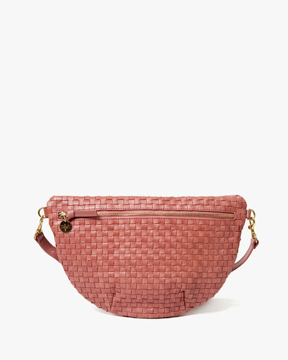 Clare V. Grande Fanny in Rose Clay Woven Checker