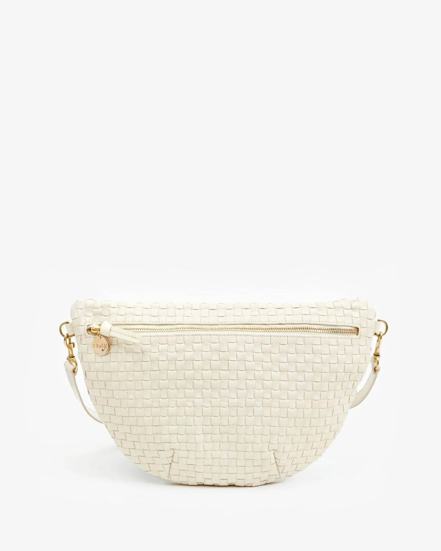 Clare V. Grande Fanny in Cream Woven Checker