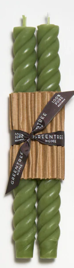 Green rope tapered candles