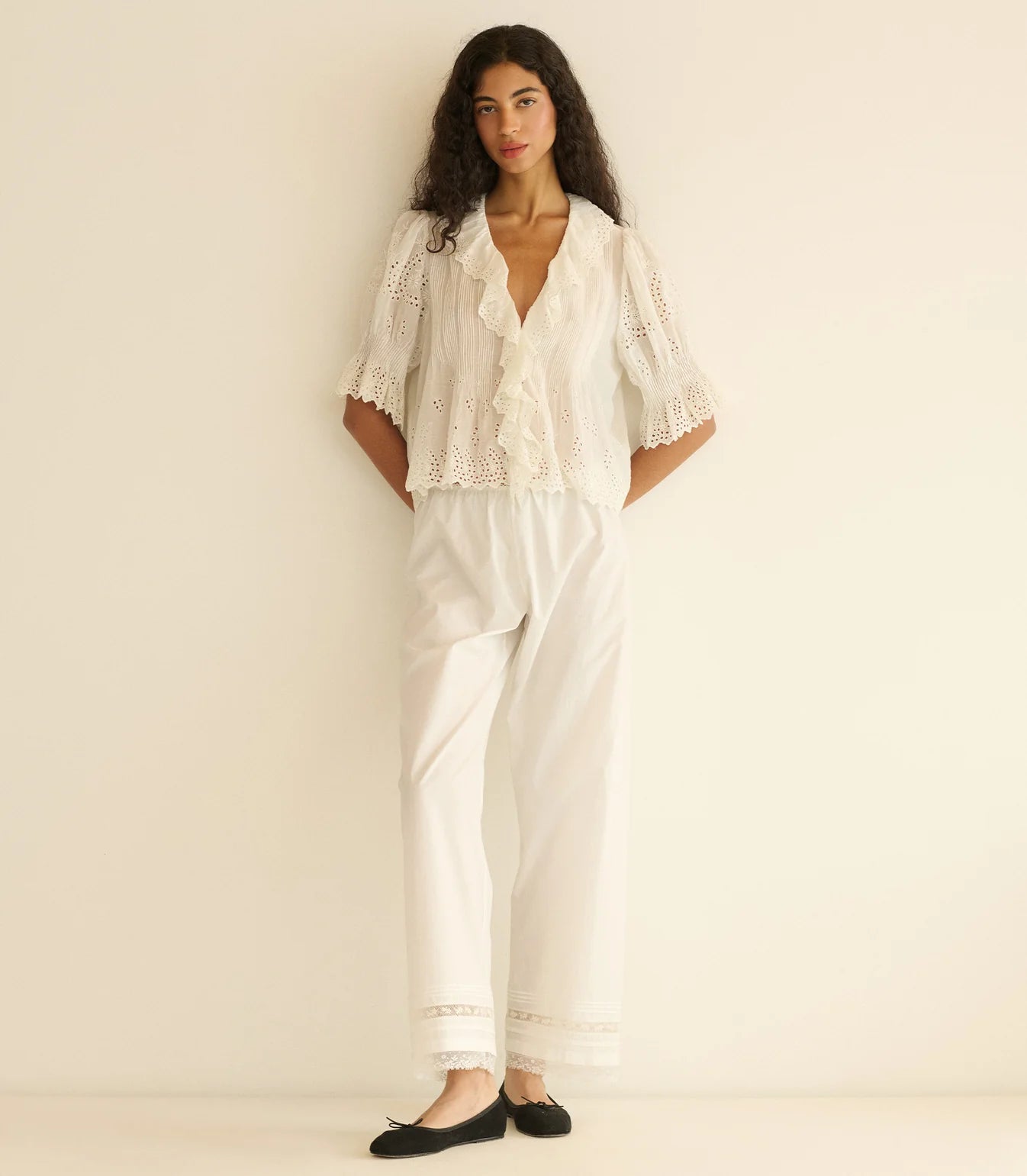 Doen Henri Top in Salt Eyelet