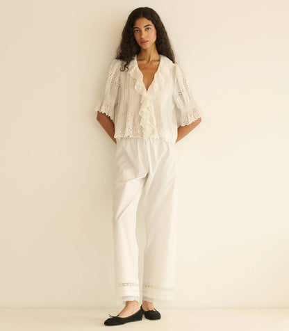 Doen Henri Top in Salt Eyelet