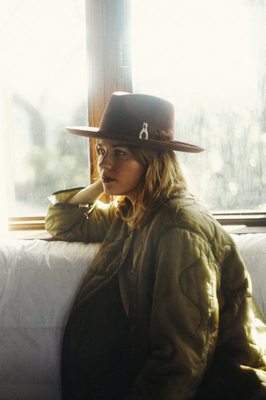 Wyeth Boone Wool Felt Rancher Hat in Burgundy