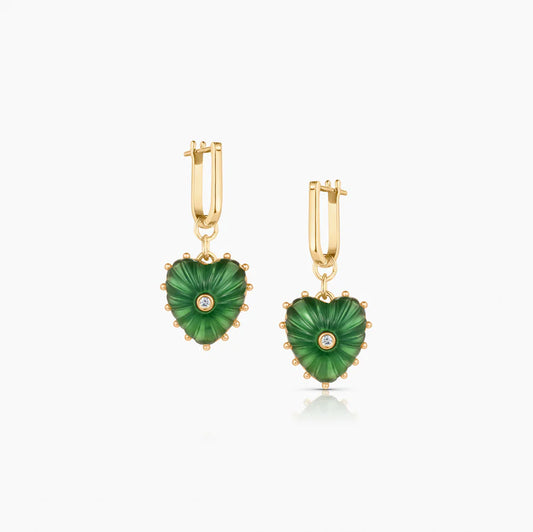 Thatch Isabel Green Jade Heart Earrings