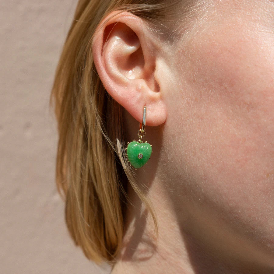 Thatch Isabel Green Jade Heart Earrings