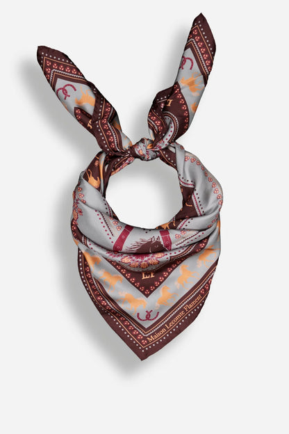 Maison Lecomte Flament Equestrian Cabernet Silk Scarf