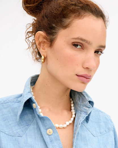 Clare V. Le Pearl Necklace in Cream
