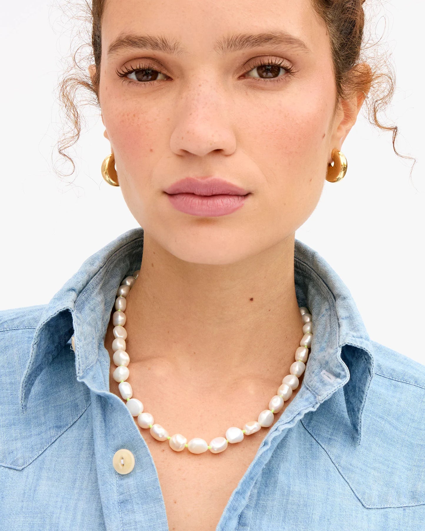 Clare V. Le Pearl Necklace in Cream