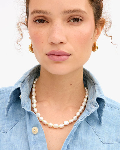 Clare V. Le Pearl Necklace in Cream