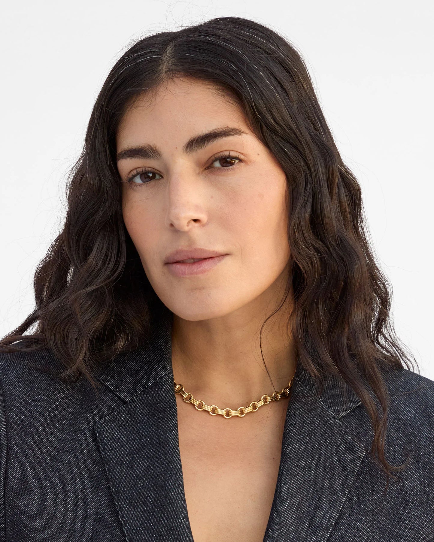 Clare V. Le Story Chain Necklace in Vintage Gold