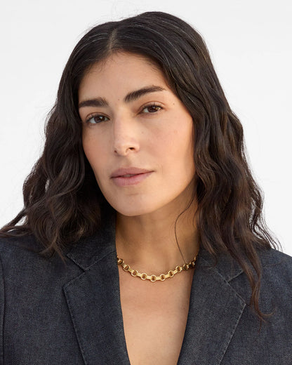 Clare V. Le Story Chain Necklace in Vintage Gold