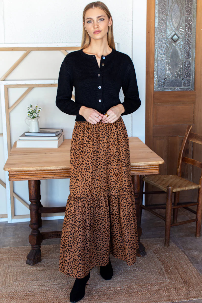 Organic Cotton Maxi Leopard Print Skirt