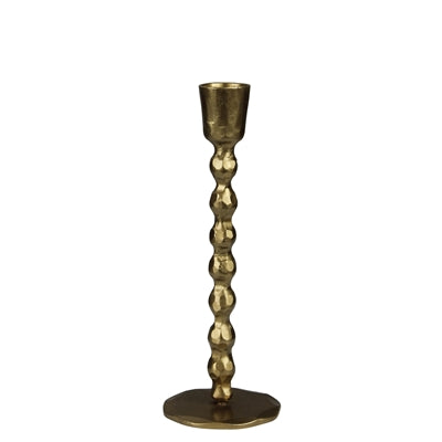 Medium Brass Beaded Stem Taper Candle Holder