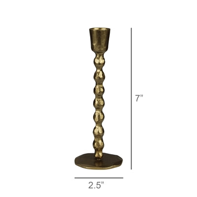 Medium Brass Beaded Stem Taper Candle Holder