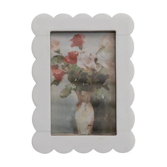 4x6 White Resin & MDF Scalloped Photo Frame