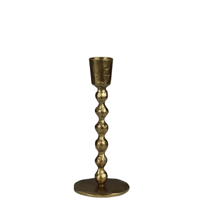 Small Brass Beaded Stem Taper Candle Holder