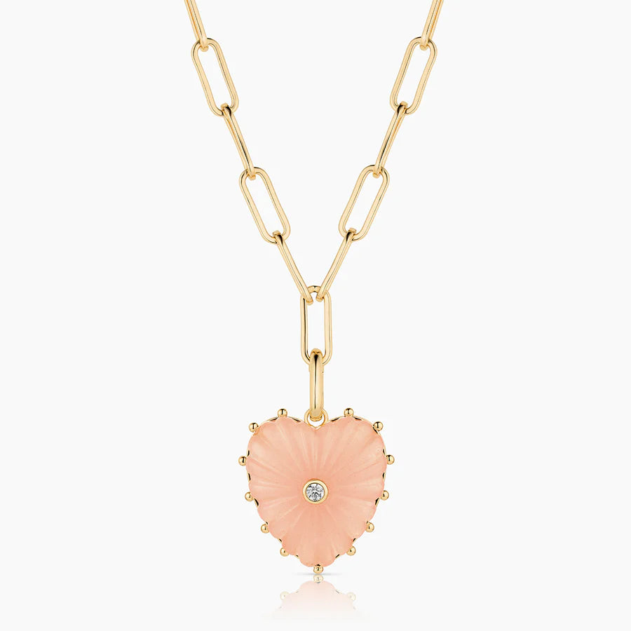 Thatch Malene Pink Jade Heart Clip Necklace