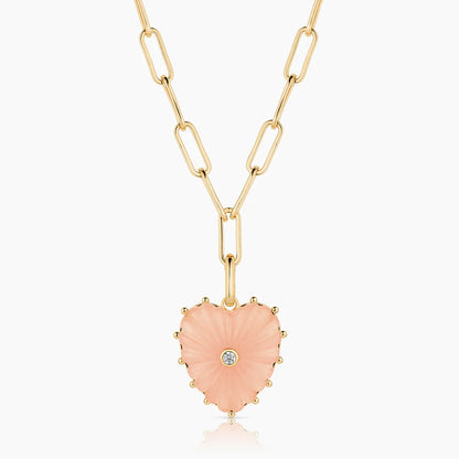 Thatch Malene Pink Jade Heart Clip Necklace