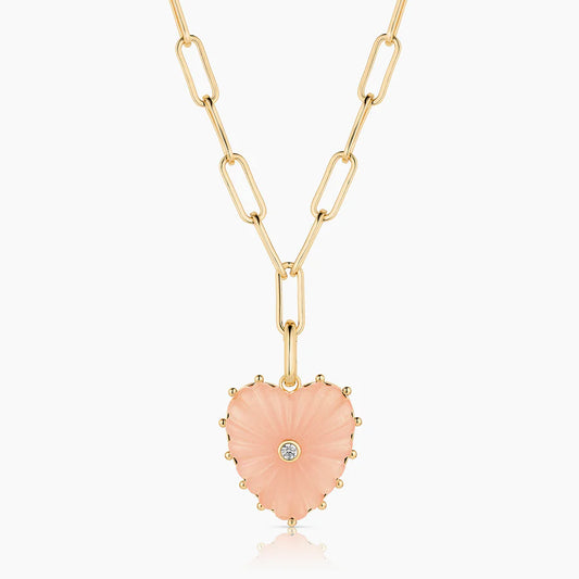 Thatch Malene Pink Jade Heart Clip Necklace