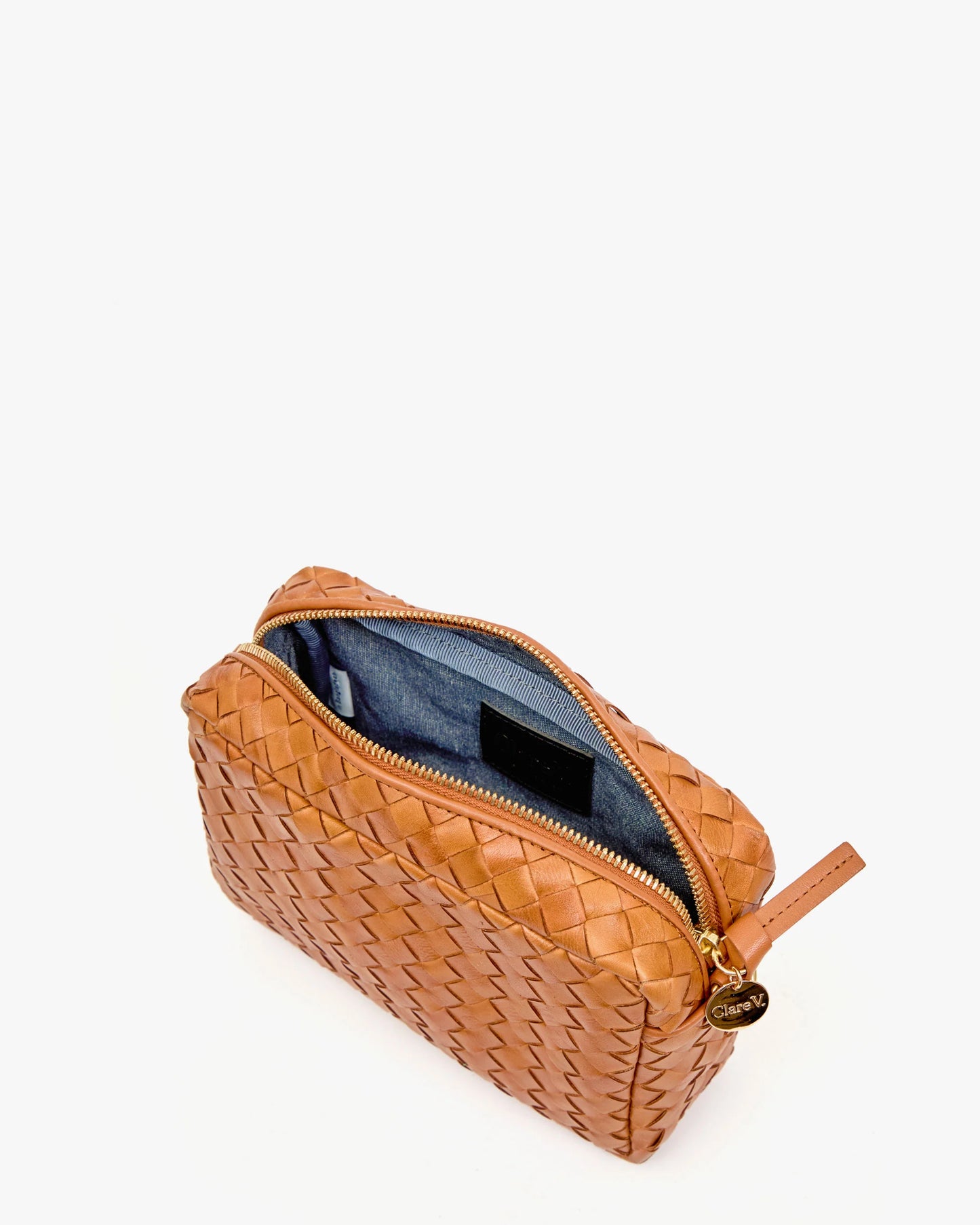 Clare V. Midi Sac Woven Diagonal in Natural