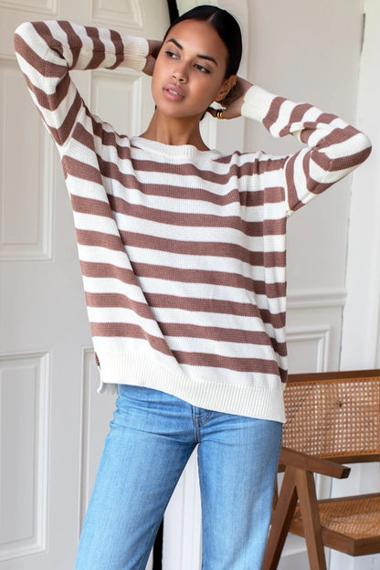 Mocha French Stripe Sweater