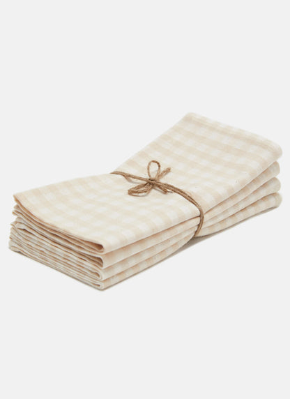 Mini Gingham Cream Napkins Set of 4