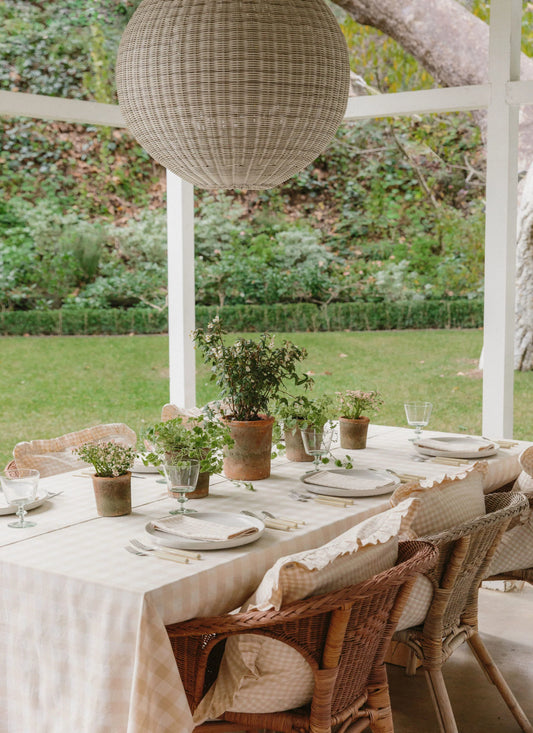Gingham Tablecloth in Cream - 63"x72"