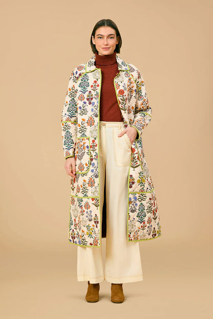 Quilted Floral Long Coat