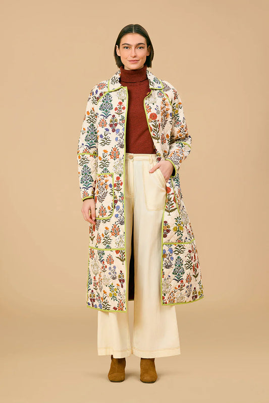 Quilted Floral Long Coat