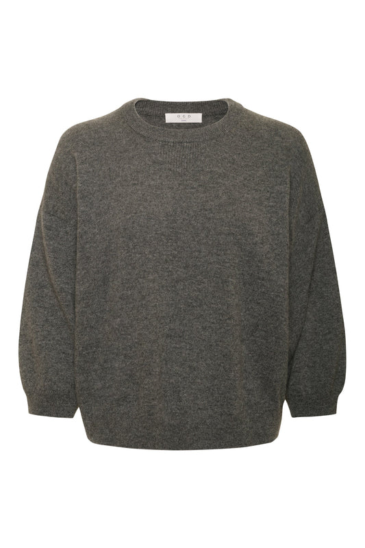 One Grey Day Indira Cashmere Top in Heather Ash