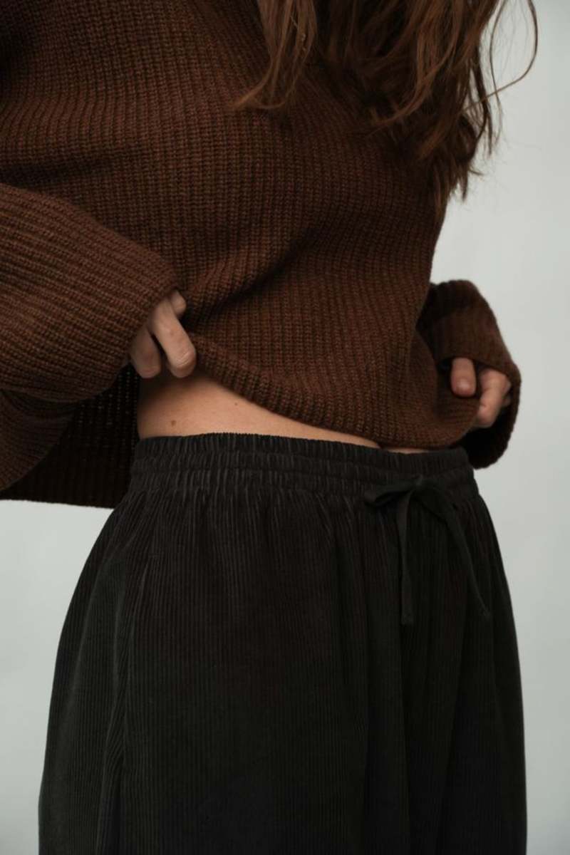 Beaumont Organics  Orla Organic Cotton Corduroy Trousers in Charcoal