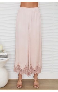 Milano Mineral Wash Lace Hem Culotte Pants
