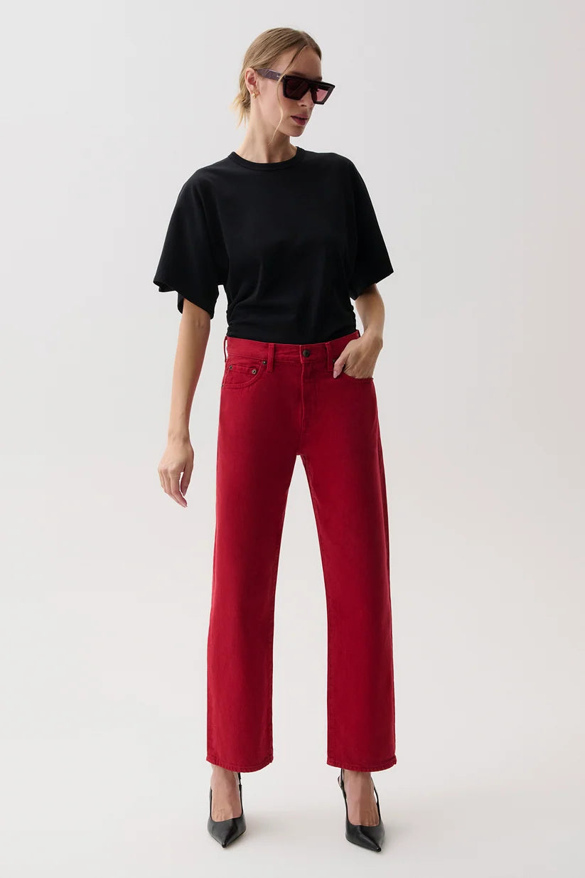 Pistola Lexi Mid Rise Bowed Jean in Savvy Red
