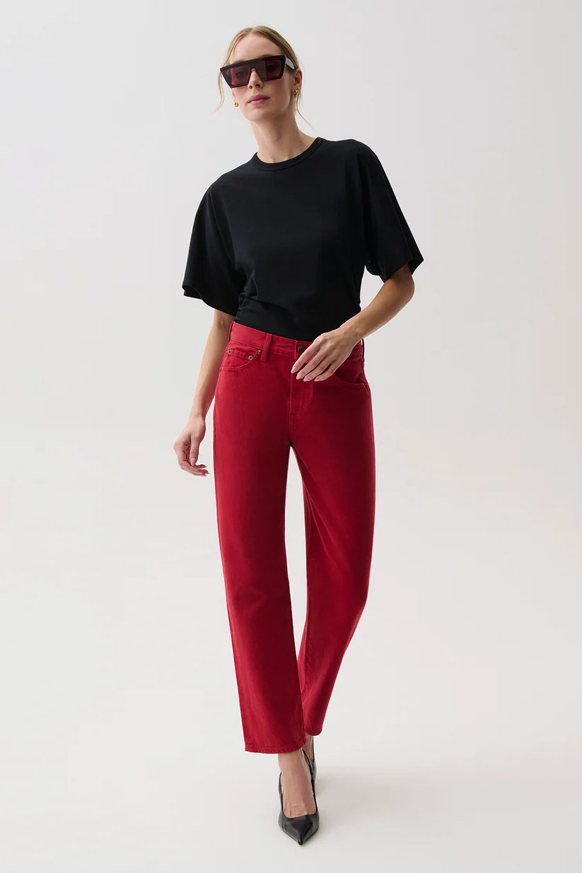 Pistola Lexi Mid Rise Bowed Jean in Savvy Red