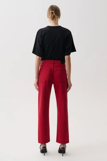 Pistola Lexi Mid Rise Bowed Jean in Savvy Red