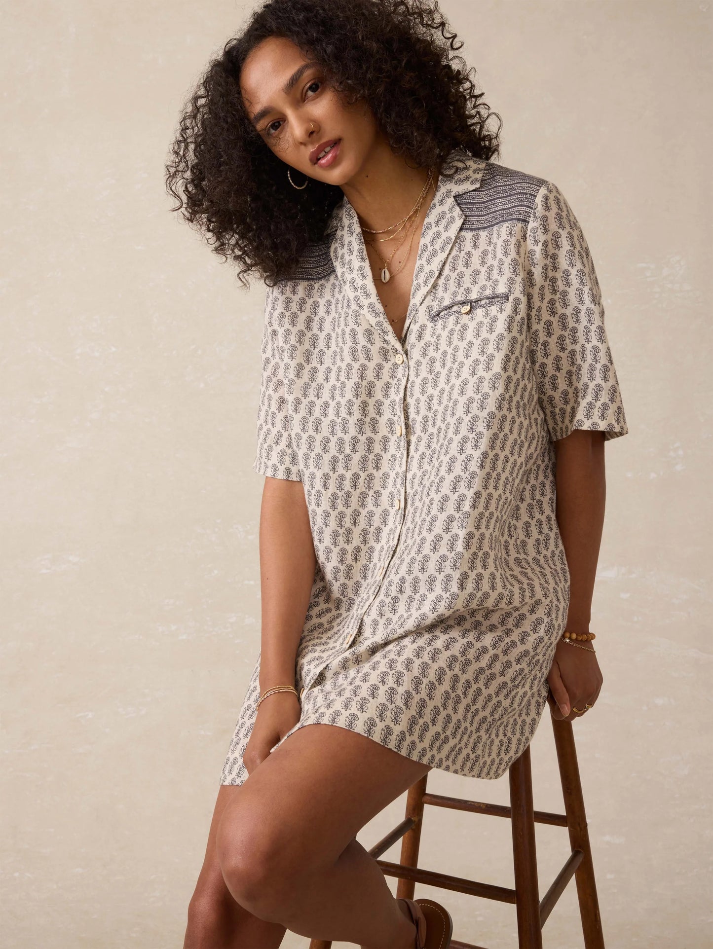 Block Print Linen Shirtdress