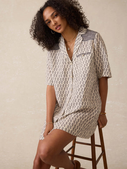 Block Print Linen Shirtdress