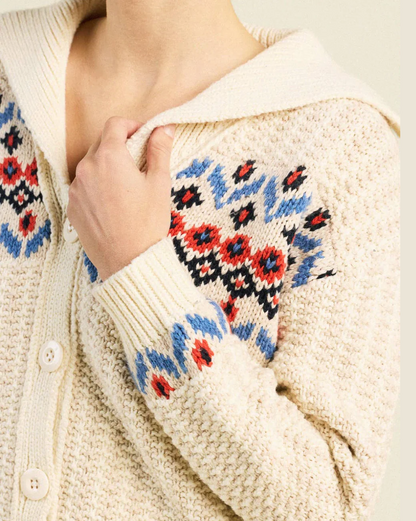 Savannah Cardigan - Antique White Fairisle